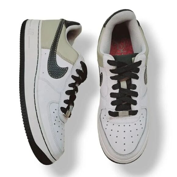 Vintage Y2K Nike Air Force 1 '07 White Dark Army Green Tweed 314192-132 Y5.5/ W7 - Picture 3 of 15